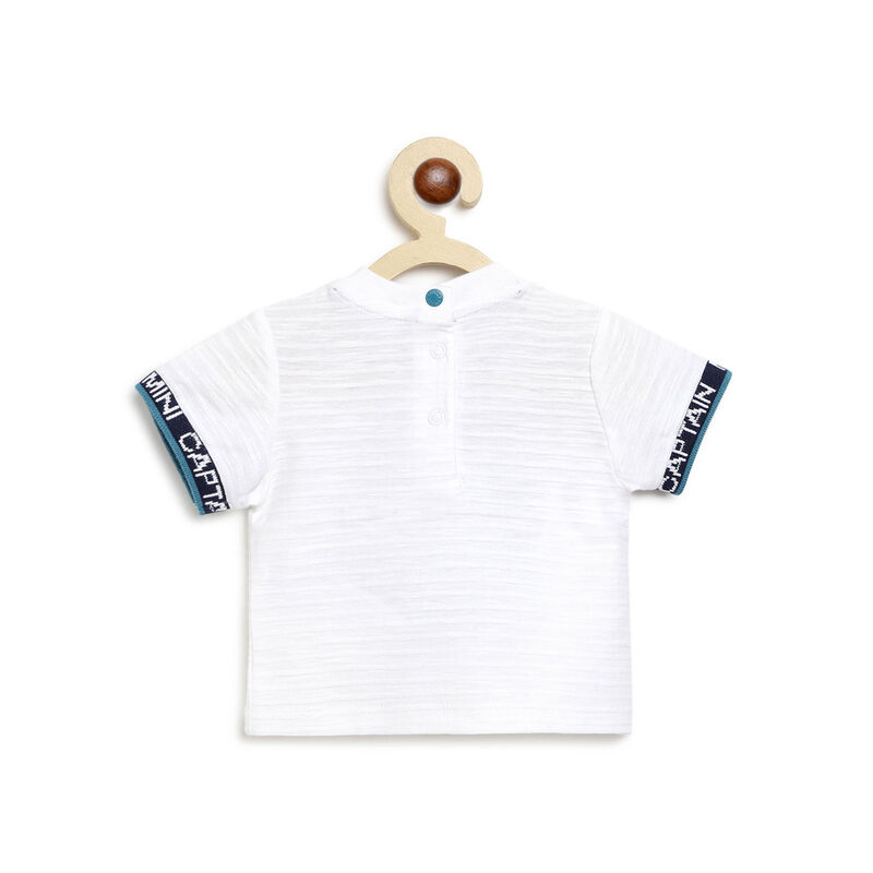 Boys White Short Sleeve Knitted T-Shirt image number null